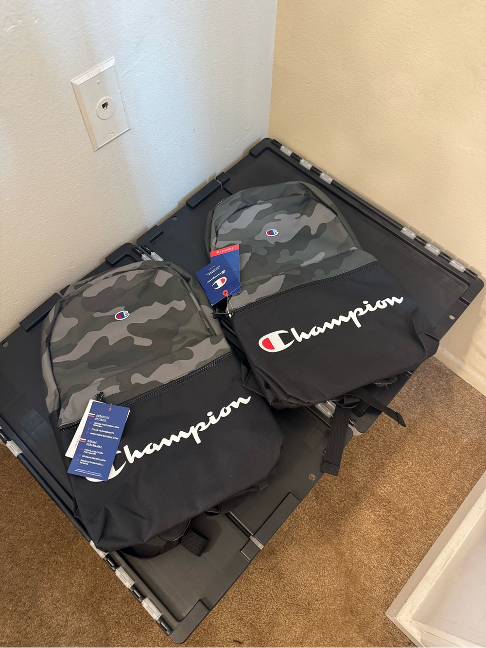 Champion Camouflage Logo Backpack in Black and Green
